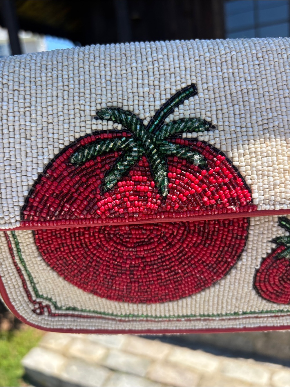 Staud Tomato Tommy Beaded Shoulder Bag - Red/Green - Picture 5 of 7